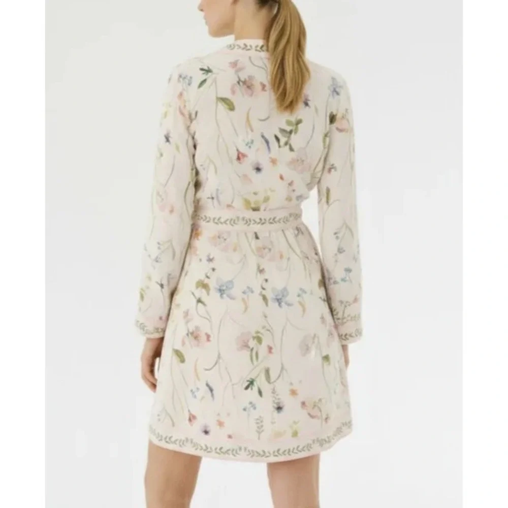 NWT H&M Floral Wrap Dress Large Fairy Botanical LS Feminine Brunch Wedding Chic - Picture 11 of 16